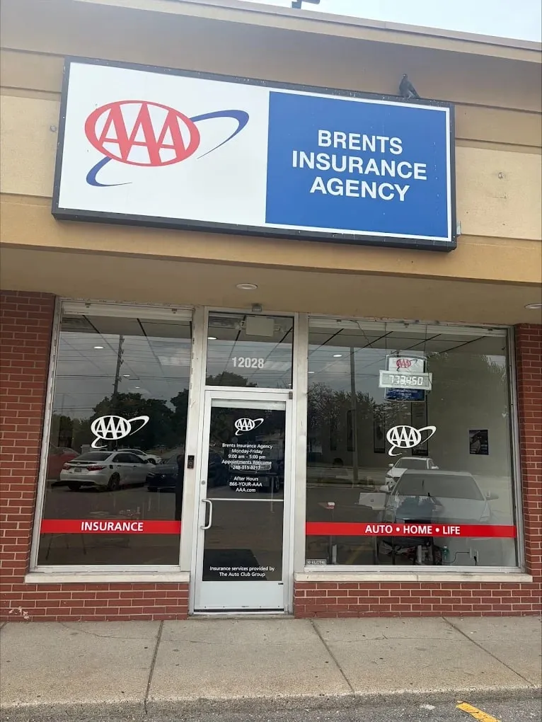 Brents Insurance Agency office on 10 Mile Road in Warren, with the AAA sign over the door